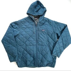 Patagonia Diamond Quilted Bomber Hoody Jacket Blue Men's Zip Up XL Hooded Puffer